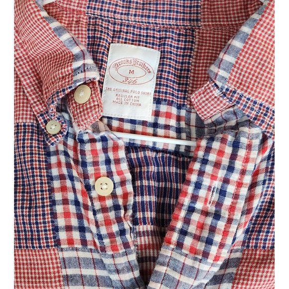 Brooks Brothers Men's Short‎ Sleeve All cotton patchwork Shirt Size Med. - Picture 3 of 4